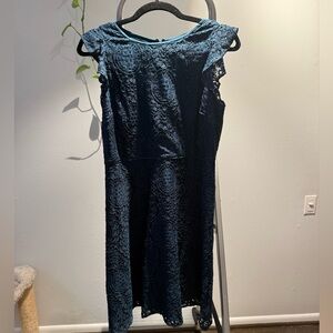 LOFT Teal Lace Midi Dress